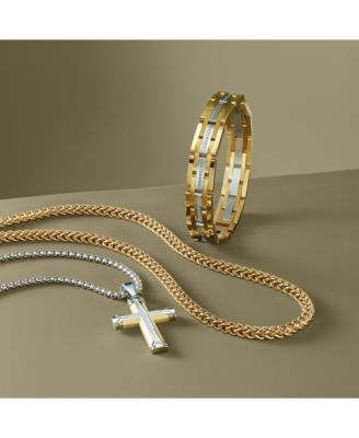Diamond Link Bracelet (1/2 ct. t.w.) in Stainless Steel & Gold Ion-Plate
