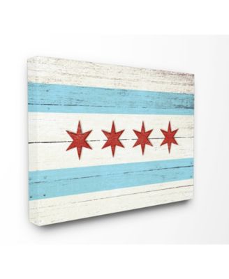 Chicago Flag Distressed Wood Look Canvas Wall Art, 16" x 20"