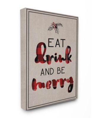 Eat Drink and Be Merry Typography Canvas Wall Art, 16" x 20"