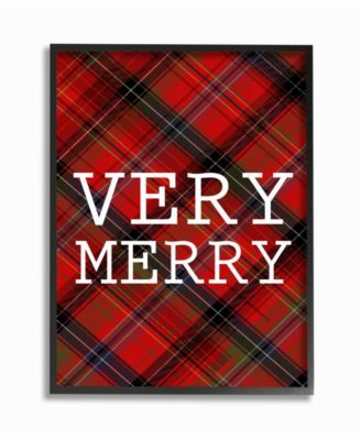 Very Merry Christmas Tartan Framed Giclee Art, 11" x 14"
