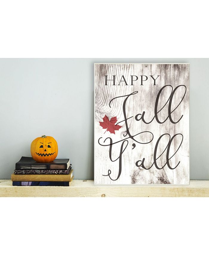 Stupell Industries Happy Fall Y'all Typography Sign Wall Plaque Art, 10 ...