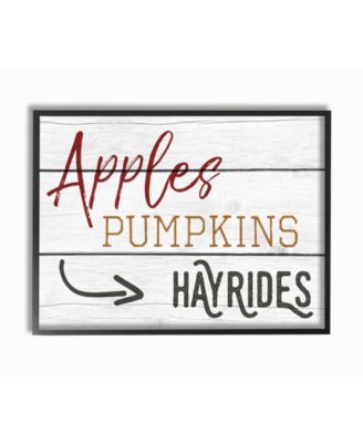 Apples Pumpkins Hayrides Vintage-Inspired Sign Framed Giclee Art, 16" x 20"