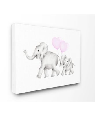 Mama and Baby Elephants Canvas Wall Art, 24" x 30"