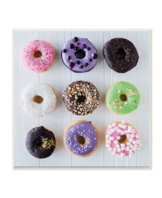 Colorful Donut Grid Wall Plaque Art, 12" x 12"
