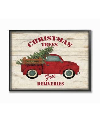 Merry Christmas Vintage-Inspired Tree Truck Framed Giclee Art, 11" x 14"