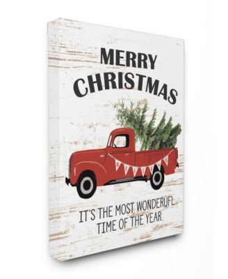 Christmas Most Wonderful Time Vintage-Inspired Truck Canvas Wall Art, 16" x 20"