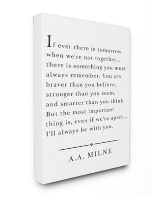 I'll Always Be With You A.A. Milne Canvas Wall Art, 16" x 20"