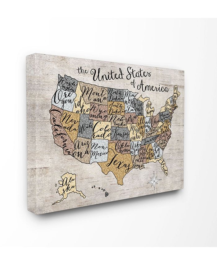 Stupell Industries Home Decor United States Map Typography Art Canvas