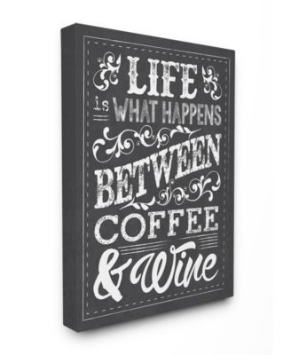 Home Decor Life, Between Coffee and Wine Chalk Art Canvas Wall Art, 30" x 40"