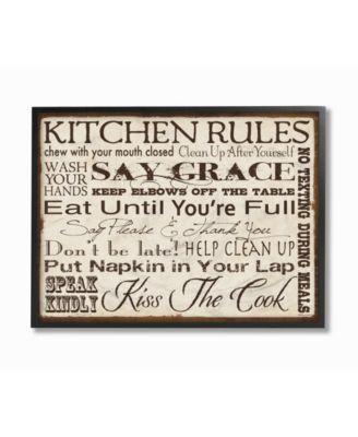 Home Decor Kitchen Rules Creme Typography Kitchen Framed Giclee Art, 11" x 14"