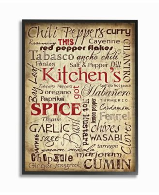 Home Decor Kitchen Spice Typography Framed Giclee Art, 16" x 20"