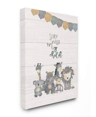 Stay Wild My Child Animals Canvas Wall Art, 30" x 40"