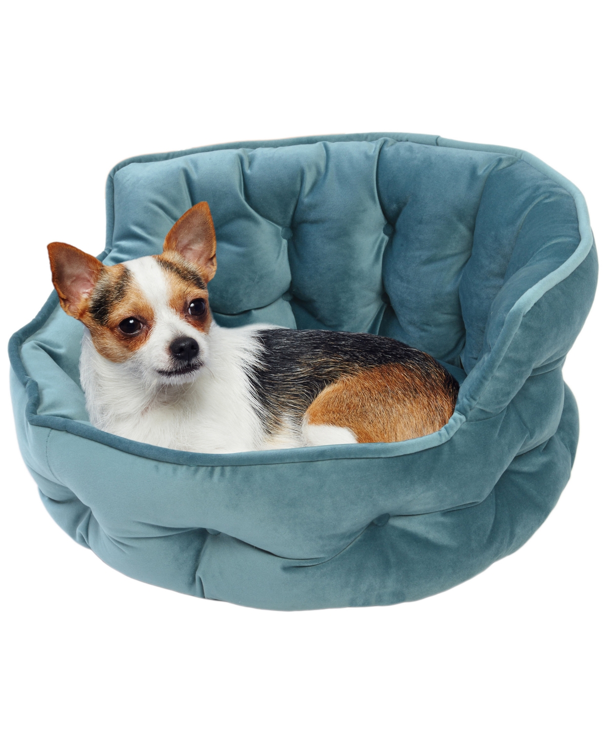 Details Ultra Plush Mini Tufted Velvet Round Cuddler Pet Bed, Dog Bed for Dogs and Cats