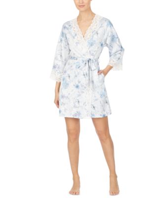 Lauren Ralph Lauren - Lace-Trim Floral-Print Satin Robe