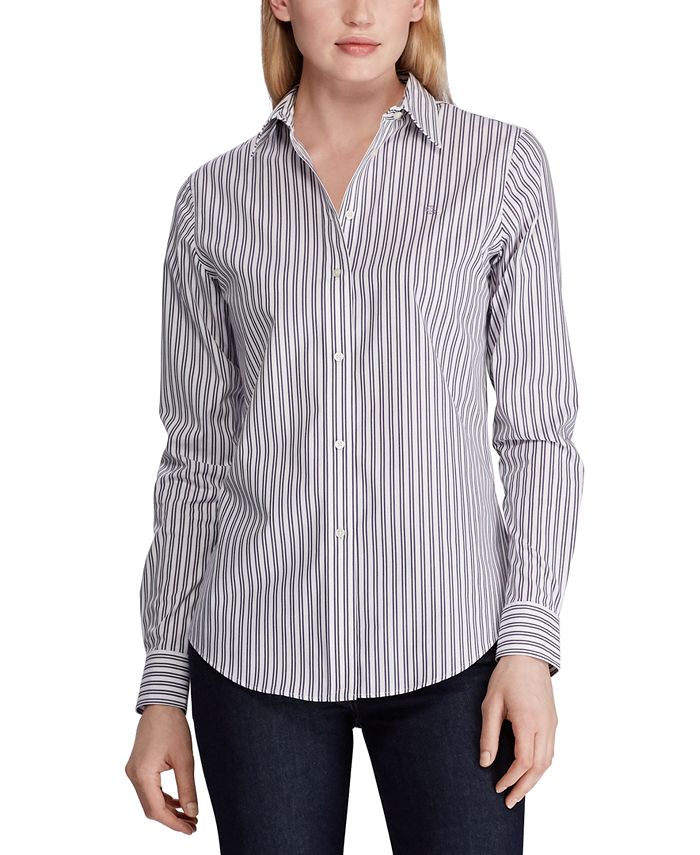 Lauren Ralph Lauren Stripe-Print No-Iron Shirt & Reviews - Tops - Women ...