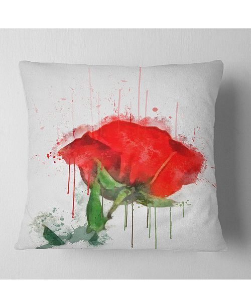 Design Art Designart Red Rose Hand Drawn Painting Floral Throw