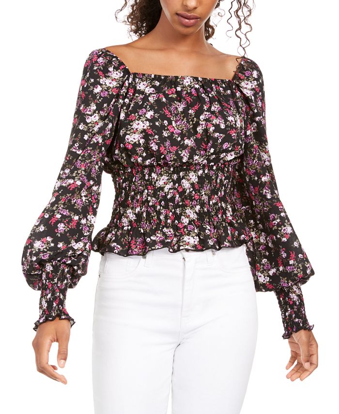 Ultra Flirt Juniors Smocked Waist Peasant Top Macy s