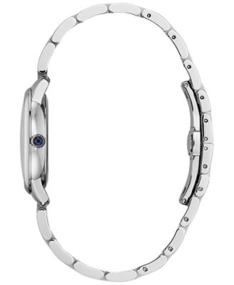 Women's Swiss Slimline Diamond (1/20 ct. t.w.) Stainless Steel Bracelet Watch 30mm