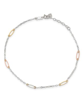 Macy's - Oval Link Anklet in 14k White, Yellow and Rose Gold