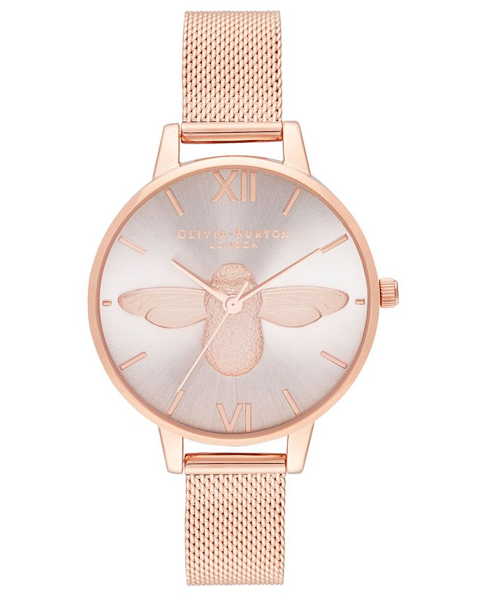 Olivia burton 3d bee rose cheap gold mesh watch
