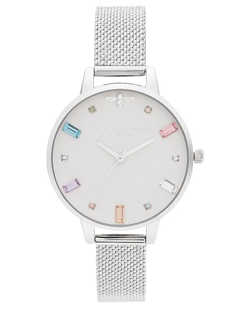 Olivia Burton Women S Rainbow Bee Stainless Steel Mesh Bracelet Watch 34mm Reviews Watches Jewelry Watches Macy S