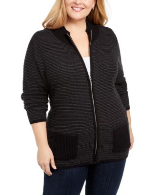 karen scott zip front sweater