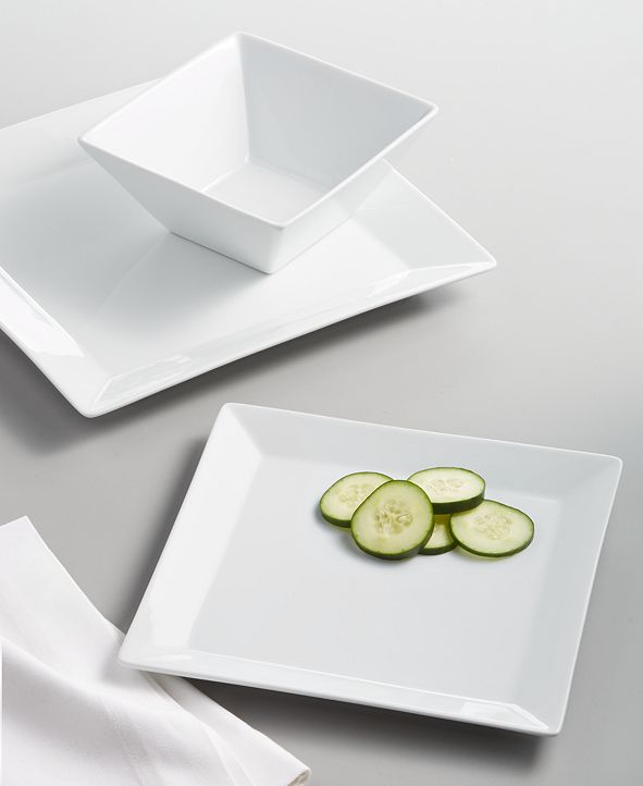The Cellar Whiteware Square Salad Plate, Created for Macy's & Reviews Dinnerware Dining Macy's