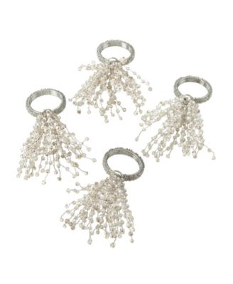 Beaded Spray Design Napkin Ring, Set of 4