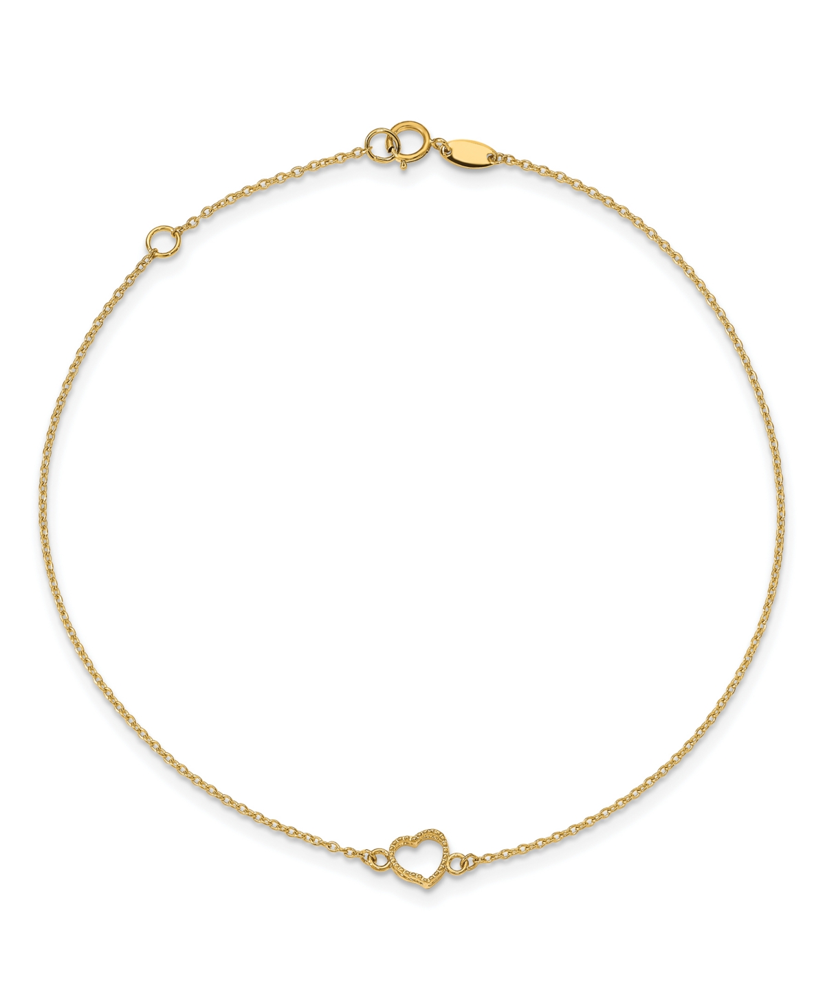 Polished Heart Anklet in 14k Yellow Gold - Gold