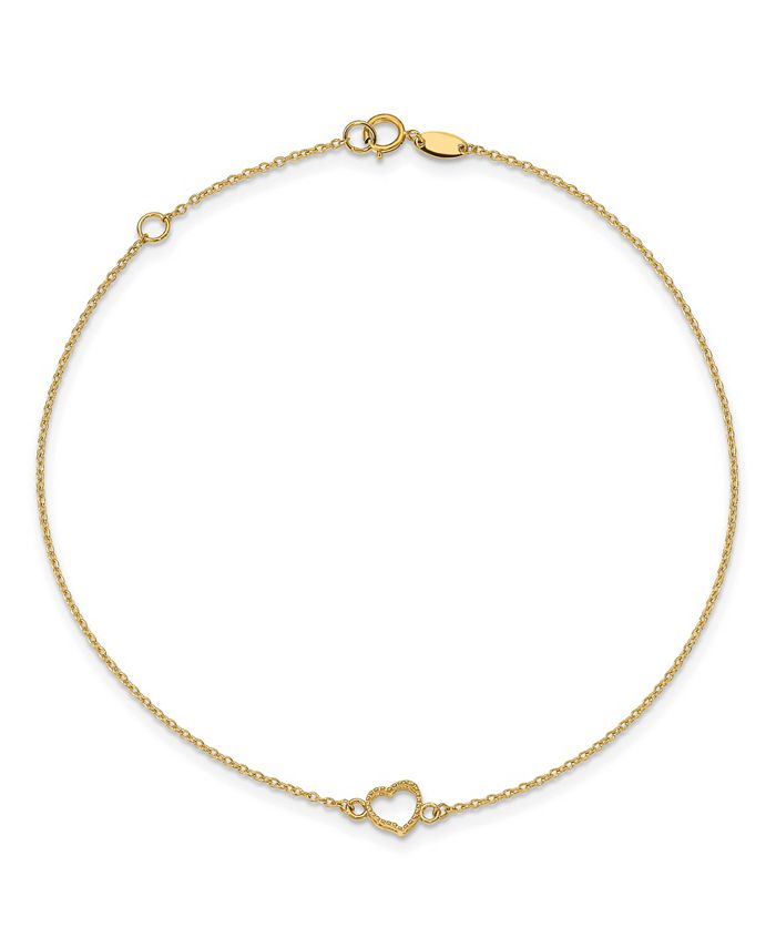 Macy's Polished Heart Anklet in 14k Yellow Gold - Macy's