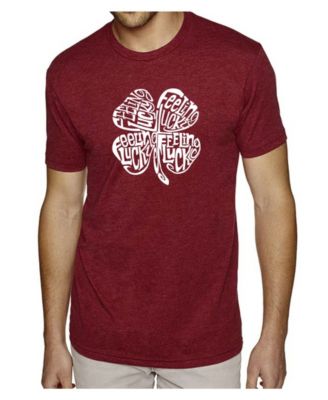 Men's Cotton/Poly Blend Word Art T-Shirt - Feeling Lucky Clover