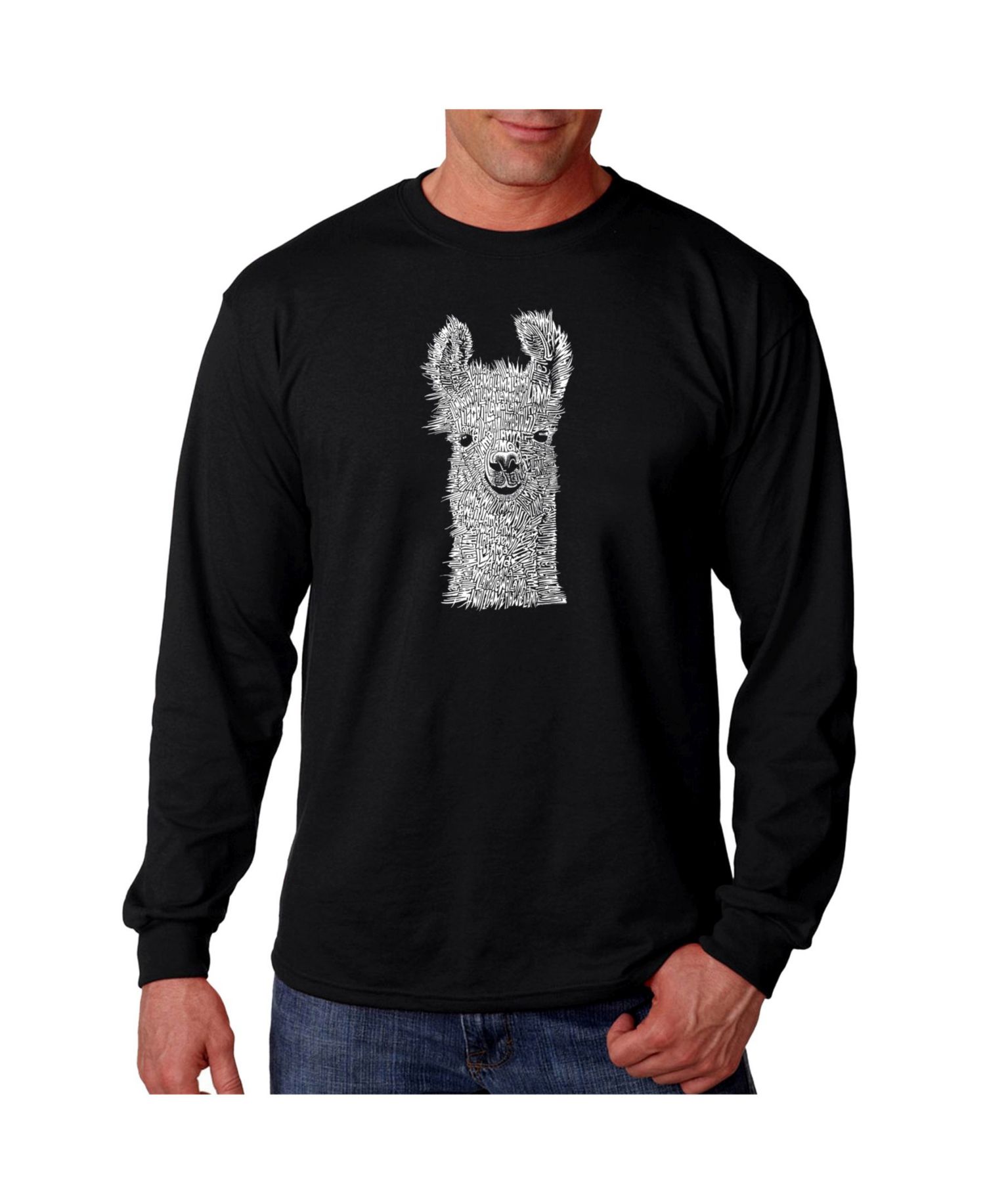 Men's Word Art Long Sleeve T-Shirt- Llama