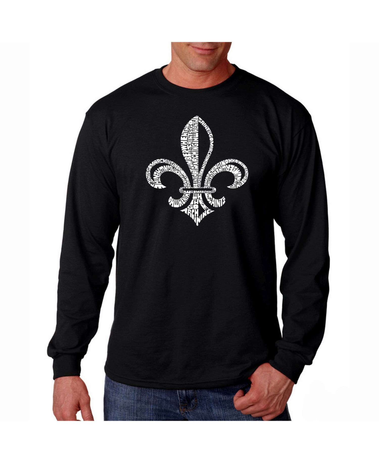 Men's Word Art Long Sleeve T-Shirt- When The Saints Go Marching In