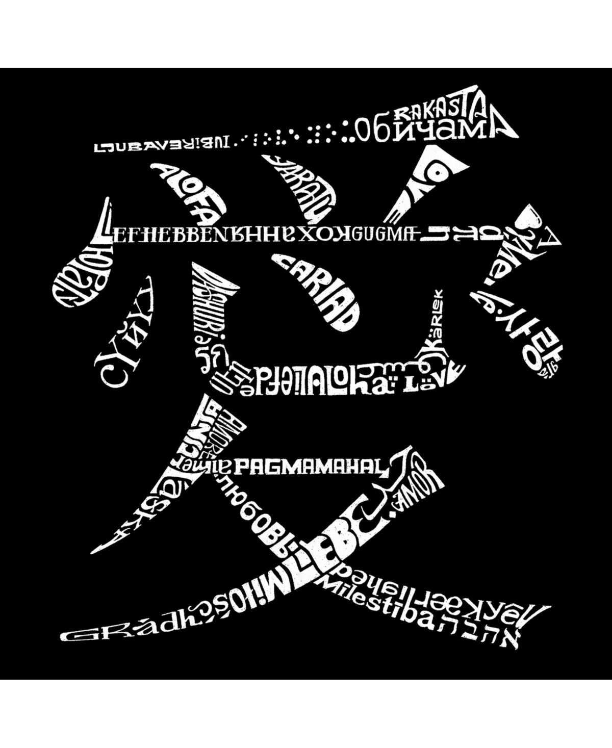 La Pop Art Men's Word Art Long Sleeve T-Shirt- The Word Love In 44 Languages