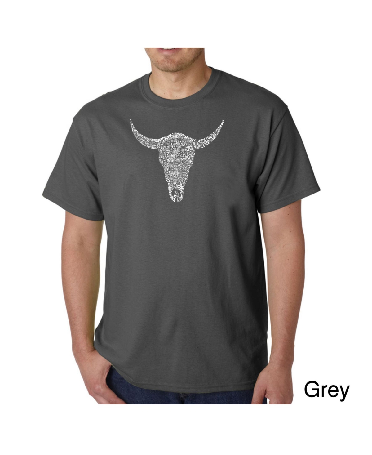 La Pop Art Men's Word Art T-Shirt - Cowskull Country Hits
