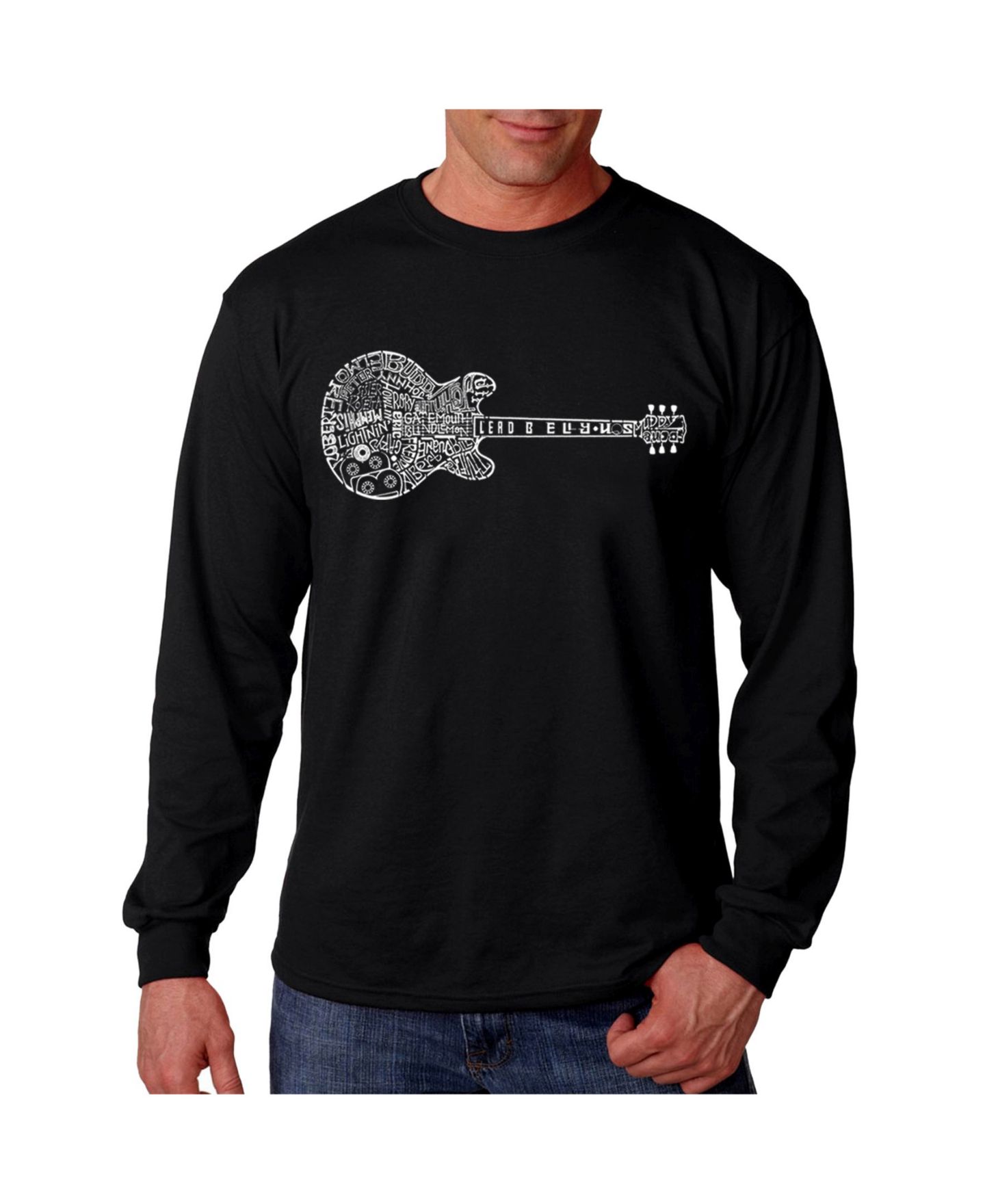 Мужская футболка LA Pop Art Word Art Long Sleeve - Blues Legends, цвет: Чёрный — фото 1
