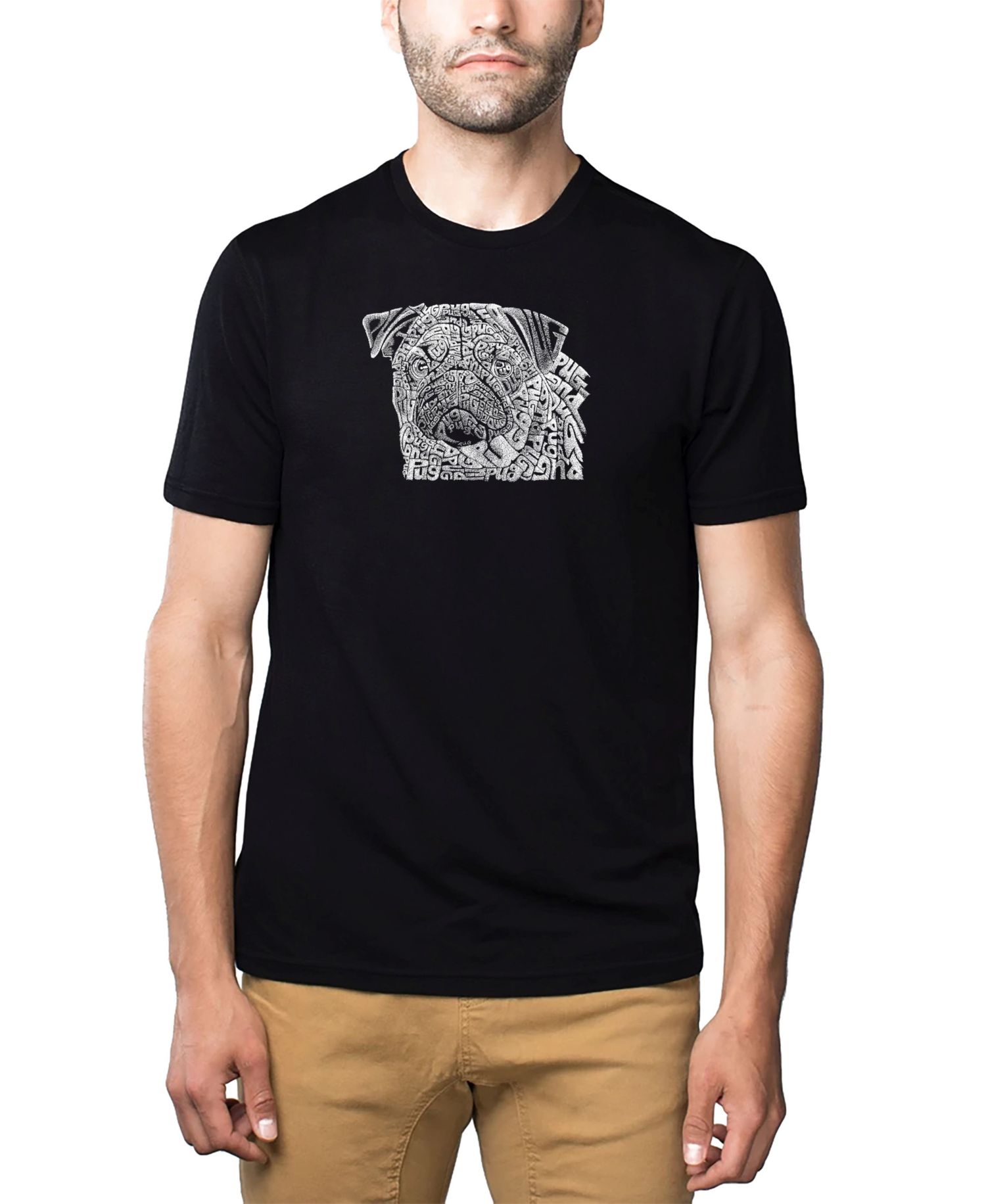 Men's Cotton/Poly Blend Word Art T-Shirt - Pug Face