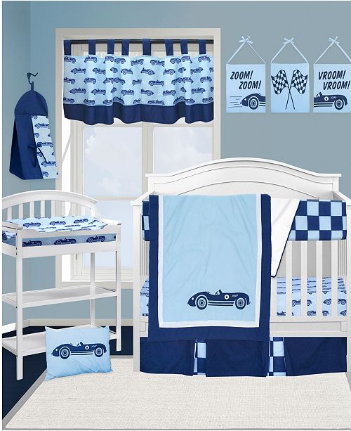 Pam Grace Creations Vintage Like Race Cars 13 Piece Crib Bedding