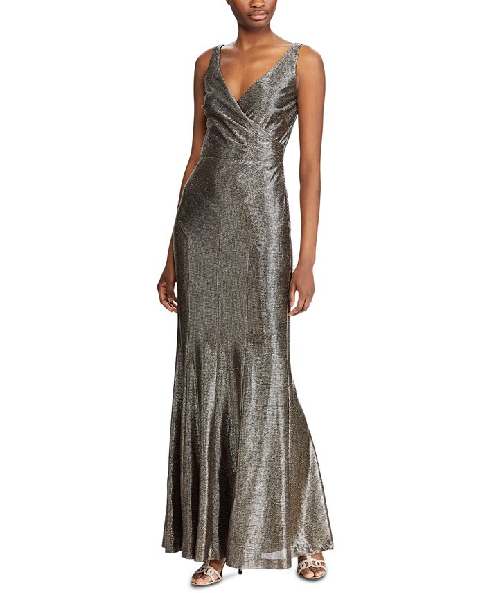 Lauren Ralph Lauren Metallic Sleeveless Gown - Macy's
