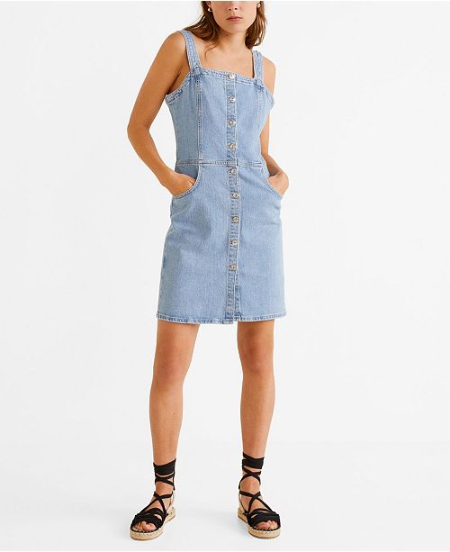 Mango Medium Denim Pinafore Dress Reviews Women Macy S