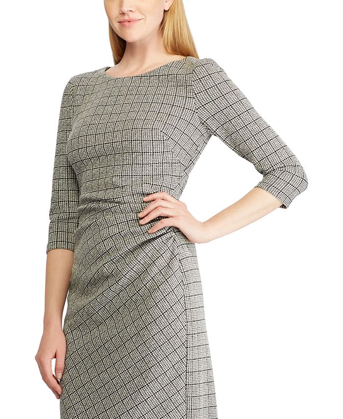 Ralph Lauren Women's Micro Houndstooth MIDI Dress Gray Size X-Large