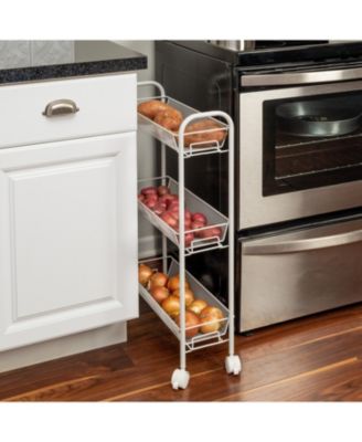 Honey Can Do 3-Tier Mesh Narrow Rolling Storage Cart 