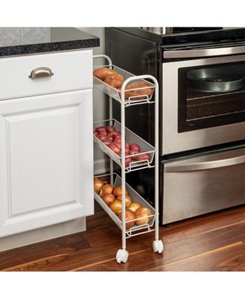Honey Can Do - 3-Tier Mesh Cart Narrow, White