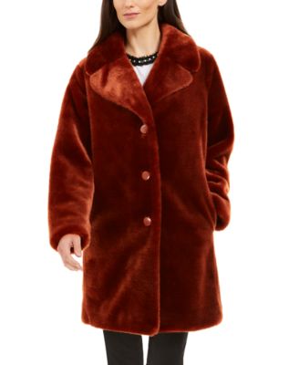 kate spade new york faux fur trim hooded puffer coat