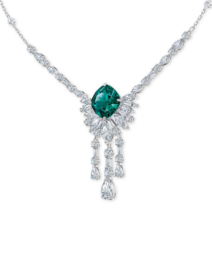Swarovski Silver-Tone Crystal Pendant Necklace, 14-7/8