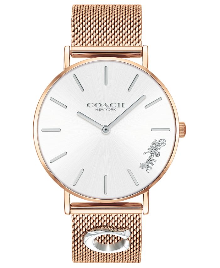 Coach Perry Rose Gold Dial Rose Gold Mesh Bracelet Watch for Women - 14503343