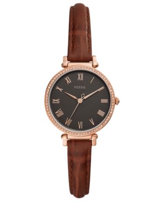 Fossil - Women's Kinsey Brown Leather Strap Watch 28mm
