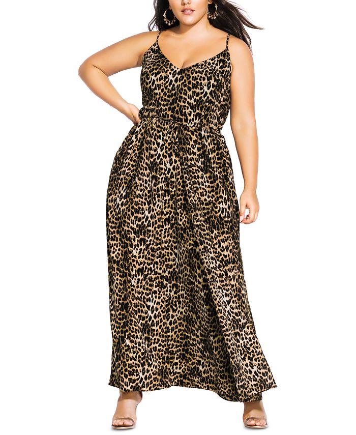 City Chic Trendy Plus Size Leopard-Print Maxi Dress & Reviews - Dresses - Plus  Sizes - Macy's