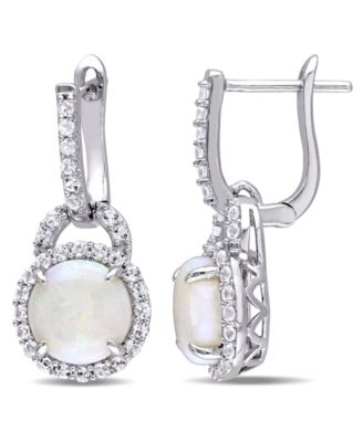 Sterling Silver Gemstone & White Topaz Hinged Earrings Sterling Silver Gemstone & White Topaz Hinged Earrings