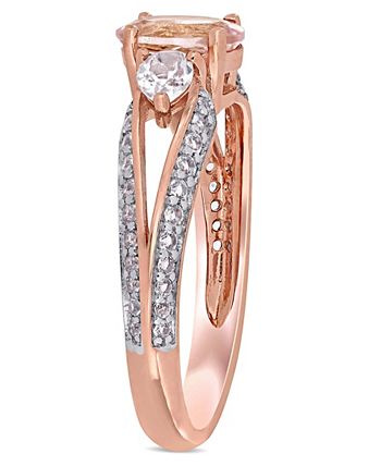 Macy's - Morganite and White Topaz (1-1/2 ct. t.w.) 3-Stone Ring in 10k Rose Gold